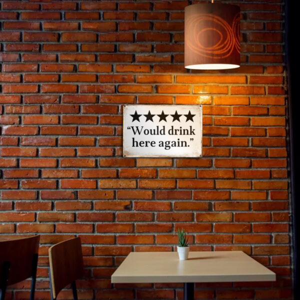 MOLESS 12x8″ Funny Bar Sign Decor | 'Would drink here again' - 图片 3