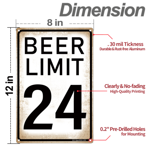 MOLESS 12x8″ Funny Bar Sign Decor | 'Beer Limit 24' - 图片 2