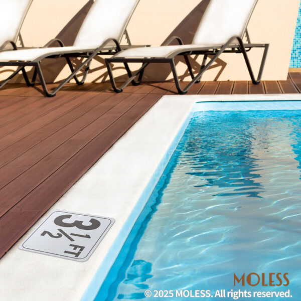 MOLESS 3½ FT Pool Depth Stickers - 6x6″ Anti-Slip Pool Number Markers - 图片 3