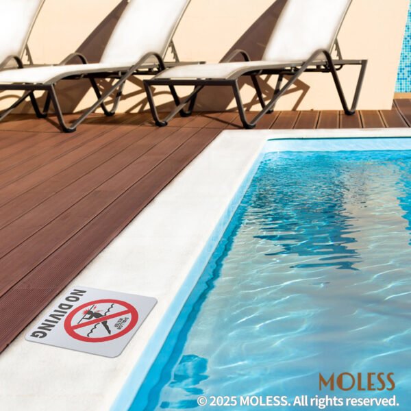 MOLESS NO DIVING Pool Safety Stickers - 6x6″ Anti-Slip Pool Markers - 图片 2