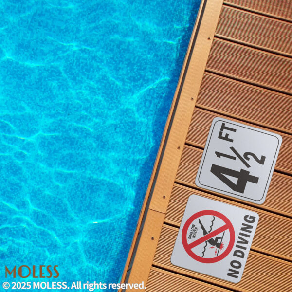 MOLESS 4½ FT Pool Depth Stickers - 6x6″ Anti-Slip Pool Number Markers - 图片 3