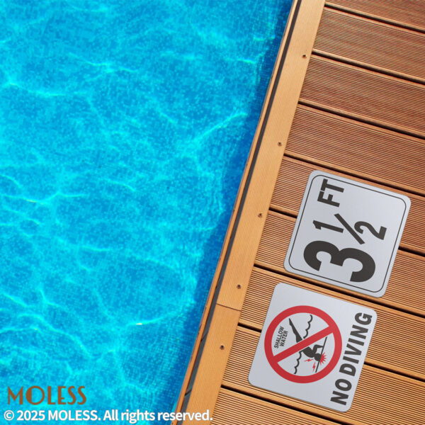 MOLESS NO DIVING Pool Safety Stickers - 6x6″ Anti-Slip Pool Markers - 图片 6