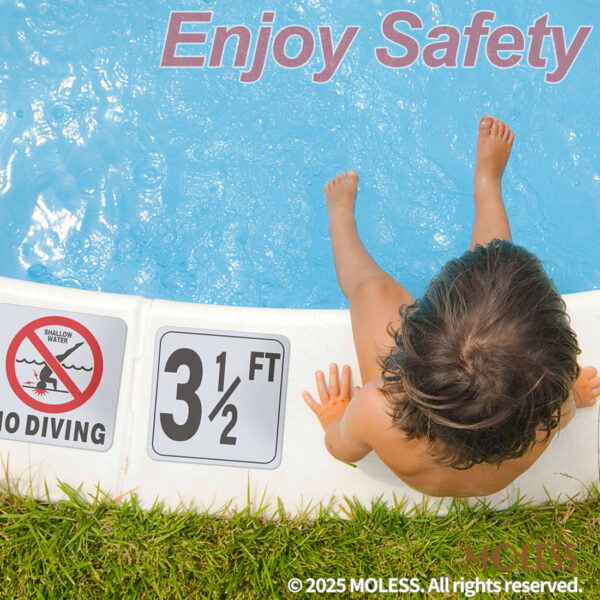 MOLESS 3½ FT Pool Depth Stickers - 6x6″ Anti-Slip Pool Number Markers - 图片 4