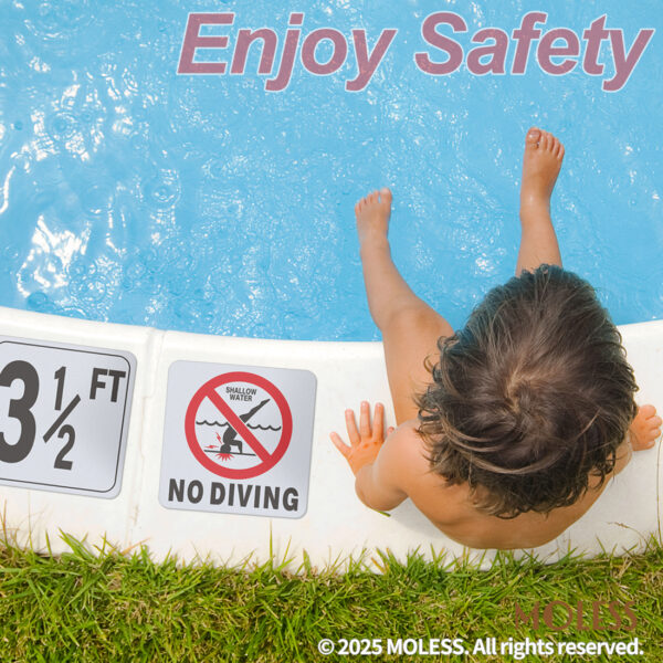 MOLESS NO DIVING Pool Safety Stickers - 6x6″ Anti-Slip Pool Markers - 图片 4