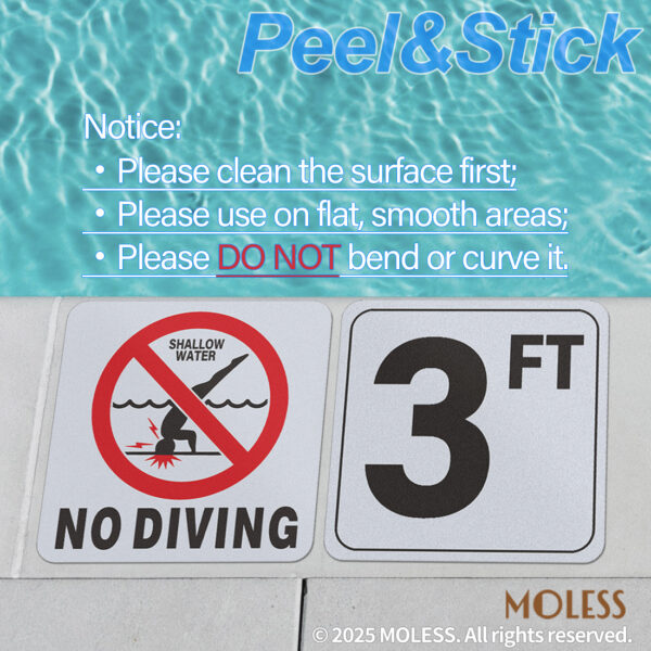 MOLESS 3FT Pool Depth Stickers - 6x6″ Anti-Slip Pool Number Markers - 图片 4