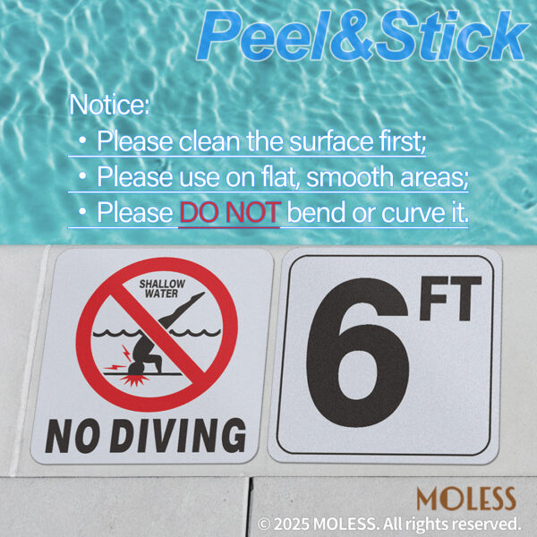 MOLESS 6FT Pool Depth Stickers - 6x6″ Anti-Slip Pool Number Markers - 图片 4