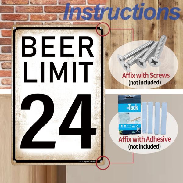MOLESS 12x8″ Funny Bar Sign Decor | 'Beer Limit 24' - 图片 4