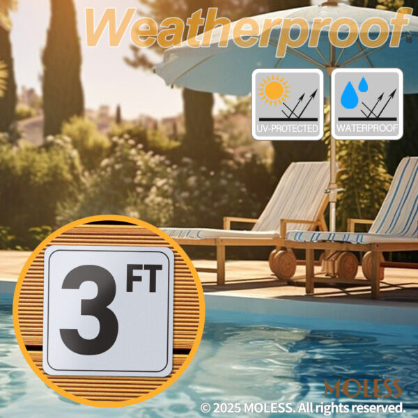MOLESS 3FT Pool Depth Stickers - 6x6″ Anti-Slip Pool Number Markers - 图片 5