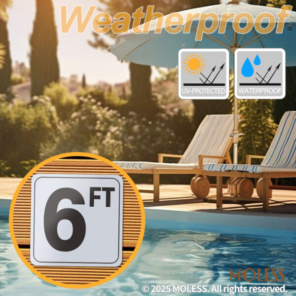 MOLESS 6FT Pool Depth Stickers - 6x6″ Anti-Slip Pool Number Markers - 图片 6