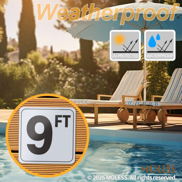 MOLESS 9FT Pool Depth Stickers - 6x6″ Anti-Slip Pool Number Markers - 图片 6