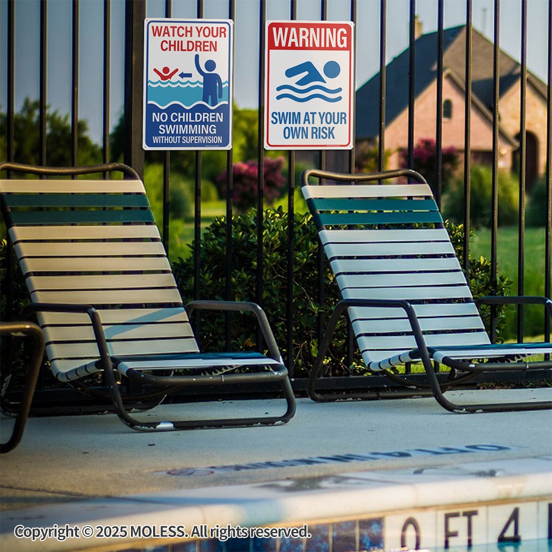 Pool Unsupervised Sign MOLESS 2 Pack 14×10 Inches Pool Safety Signs Bundle, “Watch Your ...