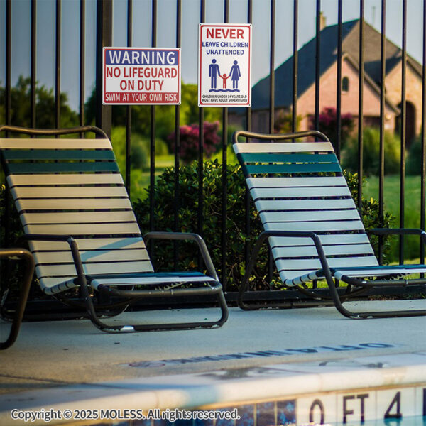 MOLESS  2 Pack 12x8 Inch No Lifeguard on Duty & Child Supervision Pool Signs, PSP-2502 - 图片 5