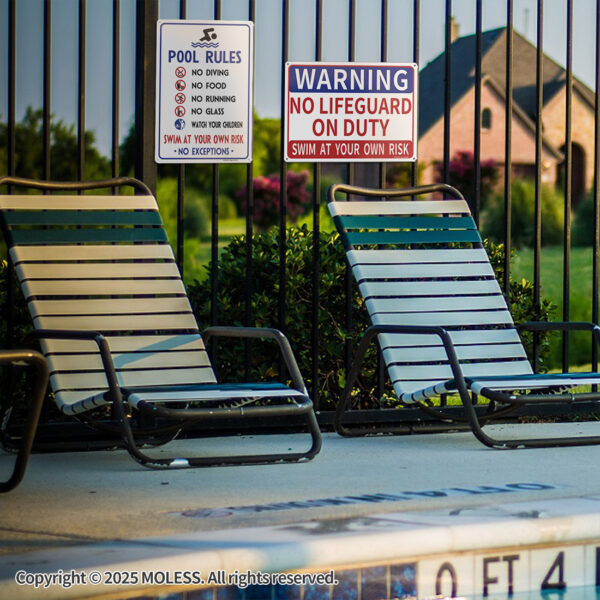 MOLESS 2 Pack 14x10 Inch Pool Rules Signs, No Diving, No Running, Swim at Your Own Risk - 图片 5