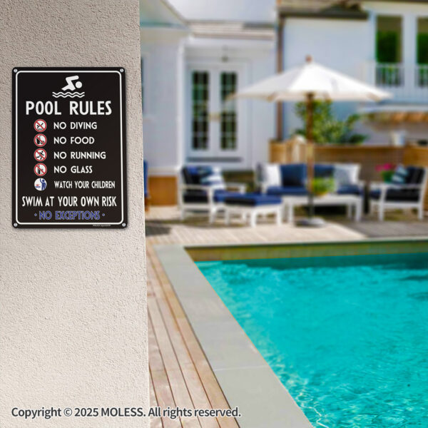 MOLESS 2 Pack 14x10 Inch Pool Rules Sign, 2581 - 图片 3