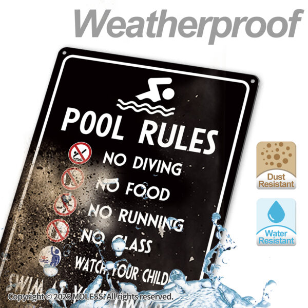 MOLESS 2 Pack 14x10 Inch Pool Rules Sign, 2581 - 图片 7