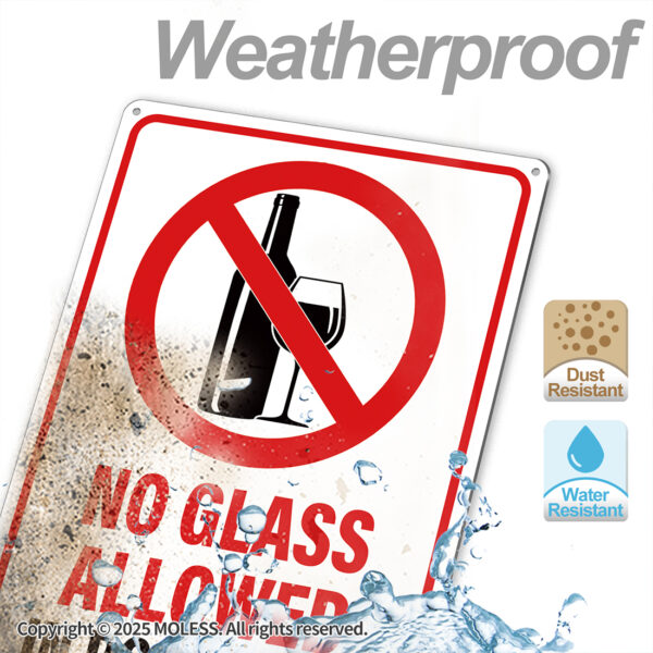 MOLESS 2 Pack14x10 Inches Pool Safety Signs, "No Diving" & "No Glass Allowed" - 图片 7