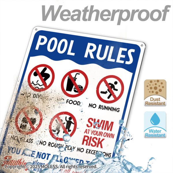 MOLESS 2 Pack 14x10 Inch Pool Rules Signs, PSP-2501 - 图片 7